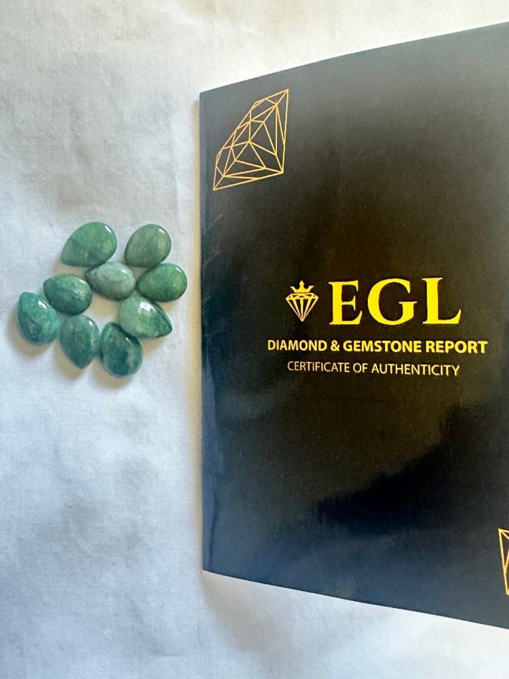 Natural 80.30 Ct EGL Certified Colombian Green Emerald Loose Gemstone Lot 9-Pcs